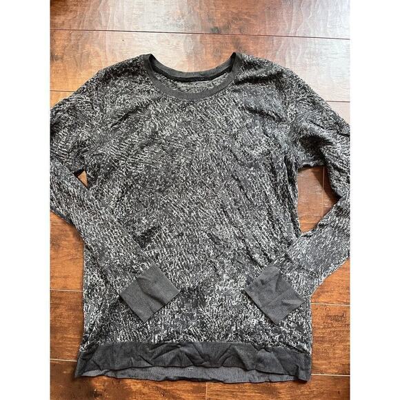 Lululemon Swiftly Breathe Long Sleeve Floral Black Rhino Grey Active 6? READ - Picture 1 of 5